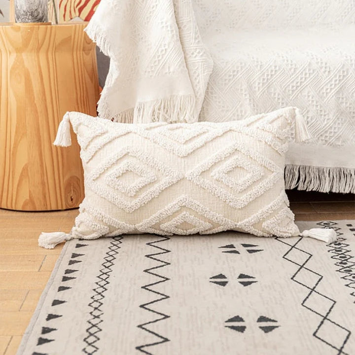 Ivory Neutral Cotton Quilted Cushion Cover – Pillow Protector